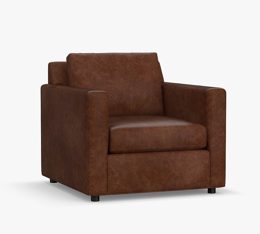 SoMa Sanford Square Arm Leather Armchair, Polyester Wrapped Cushions, Churchfield Ebony - Image 0