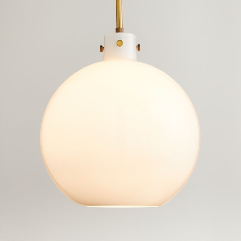 Dakota Brass Pendant Light with Large Milk Glass Globe 12.5" - Image 3