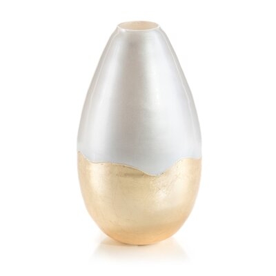 White/Gold 12.25'' Glass Table Vase - Image 0