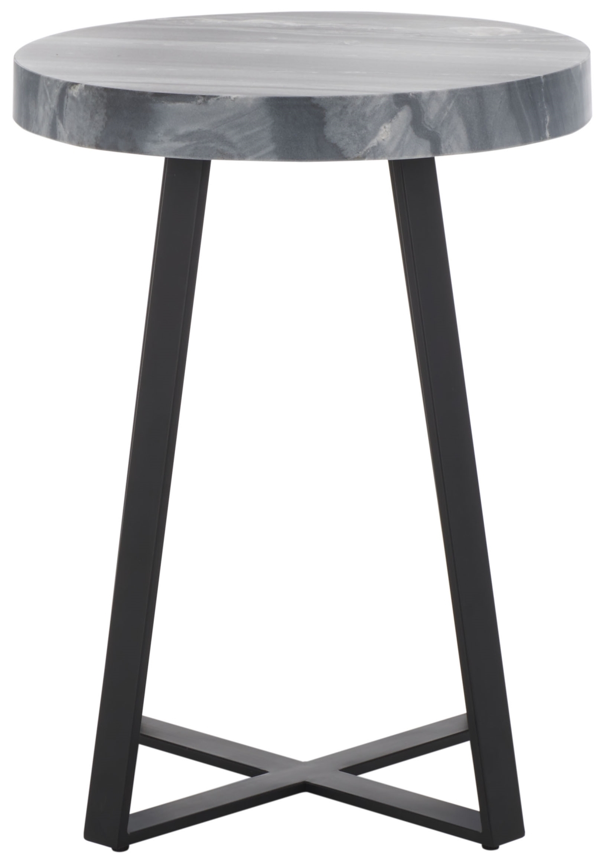 Guenon Round Accent Table - Grey Marble / Black - Safavieh - Image 5