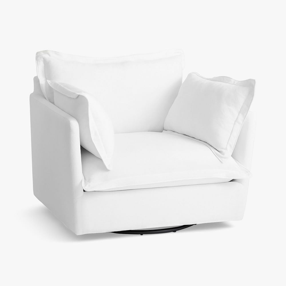 Linen Blend White Cara Swivel Chair - Image 0