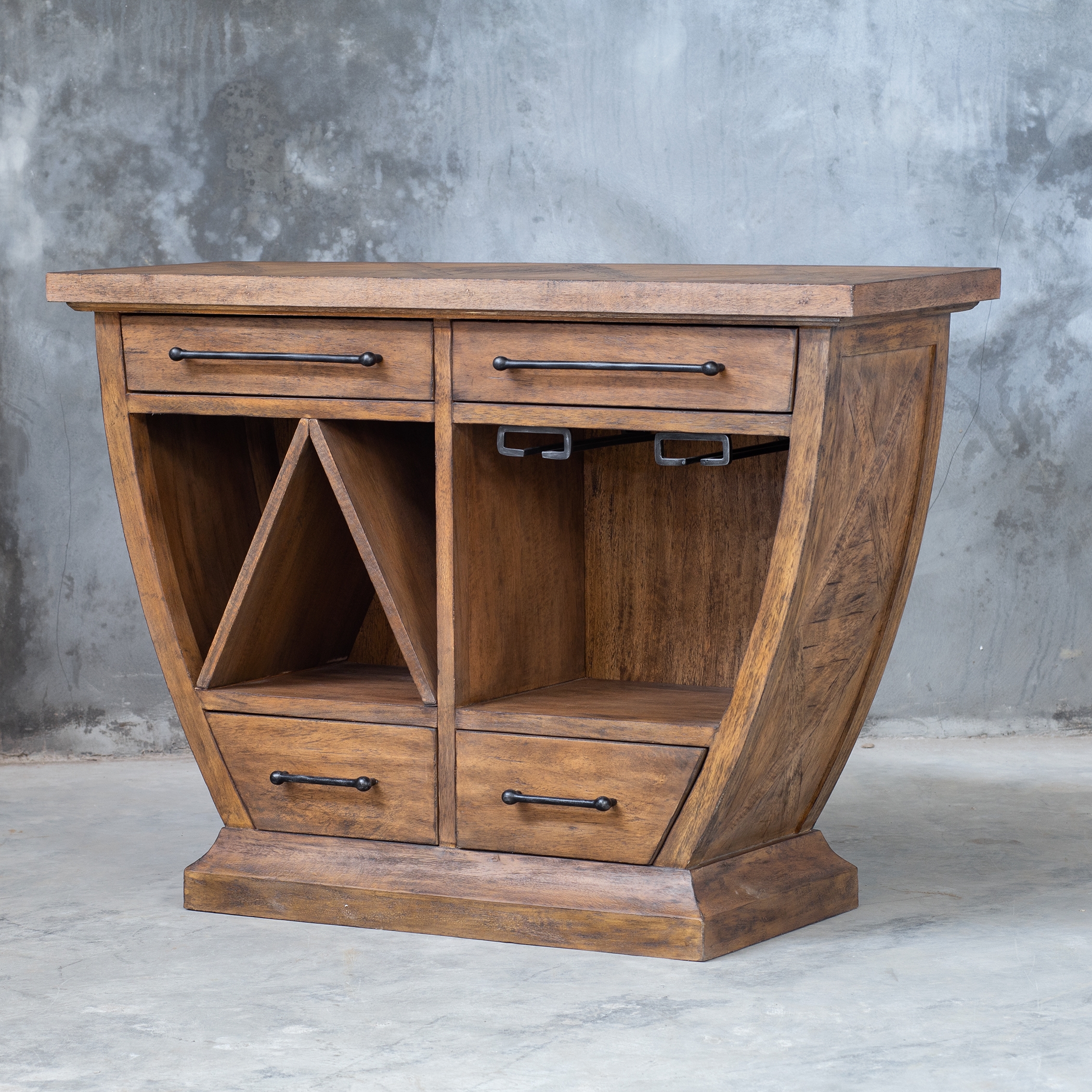 Aleph Rustic Wood Bar Cabinet - Image 0