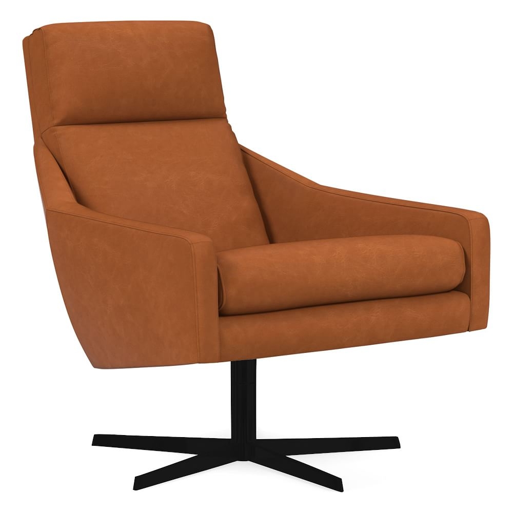 Austin Swivel Chair, Poly, Vegan Leather, Saddle, Dark Bronze - Image 0