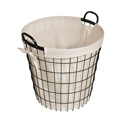 Home Decorative Lined Metal Wire Basket With Handles - 15.25"H - Image 0