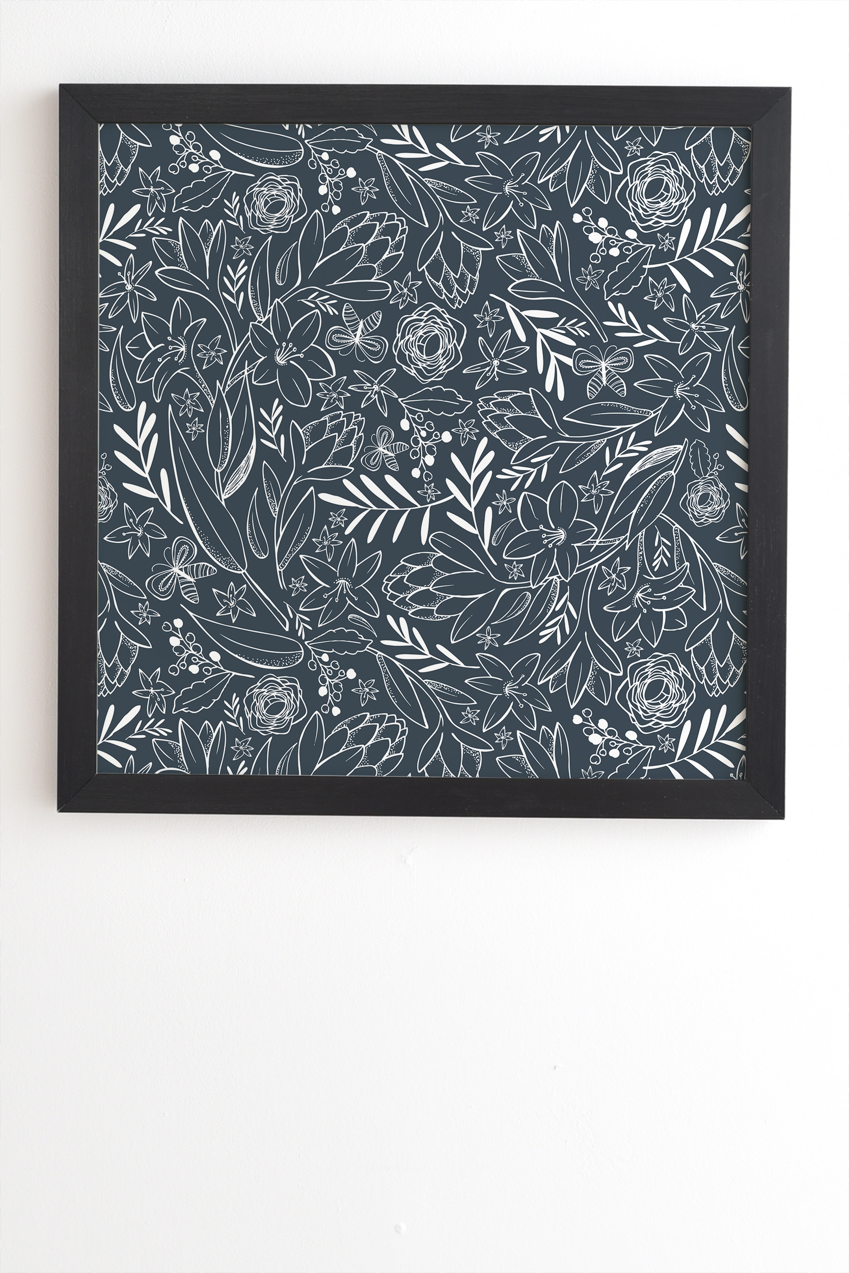 Botanical Sketchbook Midnight by Heather Dutton - Framed Wall Art Basic Black 14" x 16.5" - Image 1