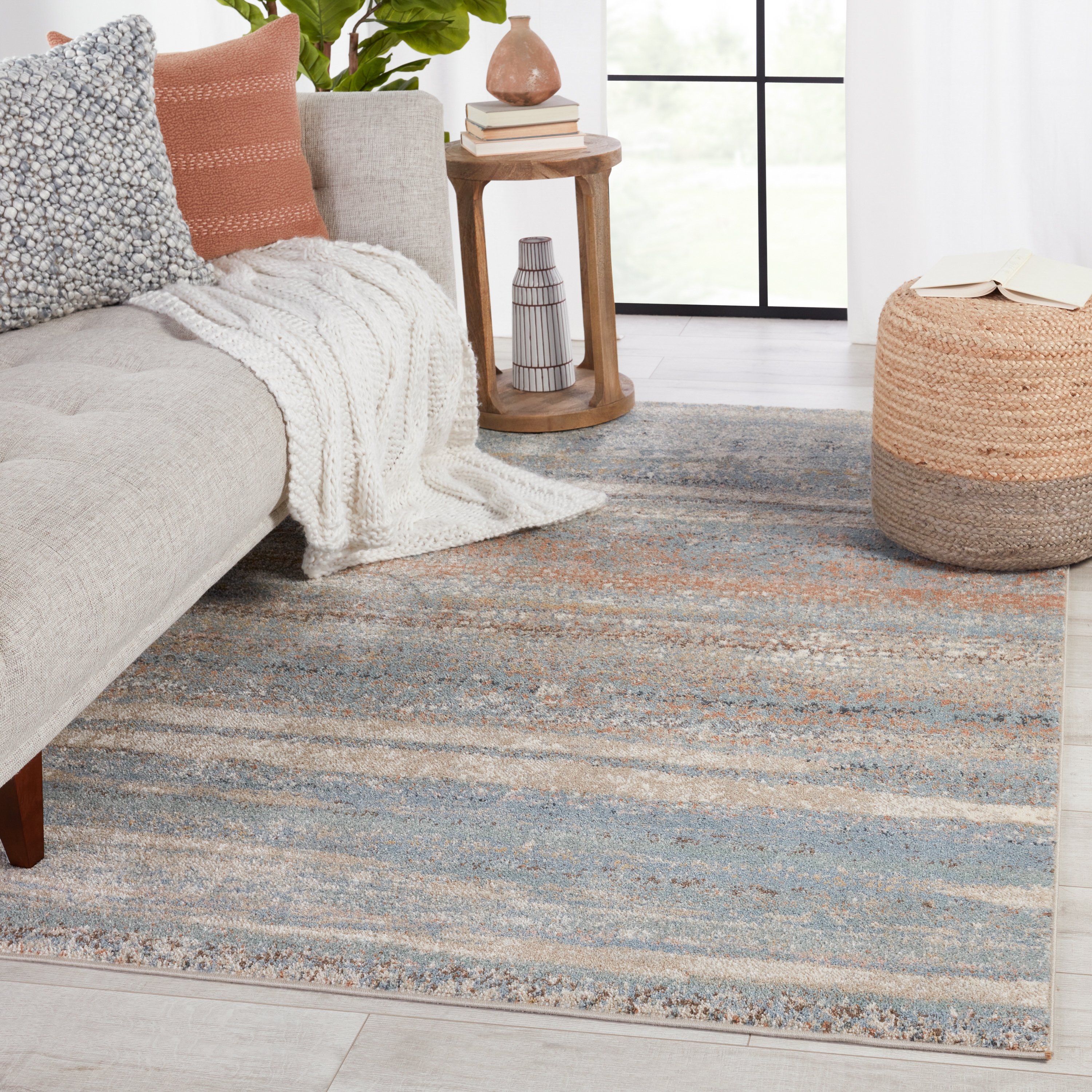 Vibe by Devlin Abstract Blue/ Tan Area Rug (6'7"X9'6") - Image 5
