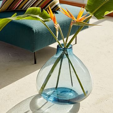 Oversized Glass Vase, Blue - Image 1