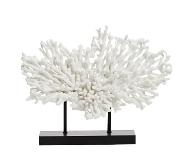 Faux Coral on Black Stand, White, Medium - Image 0