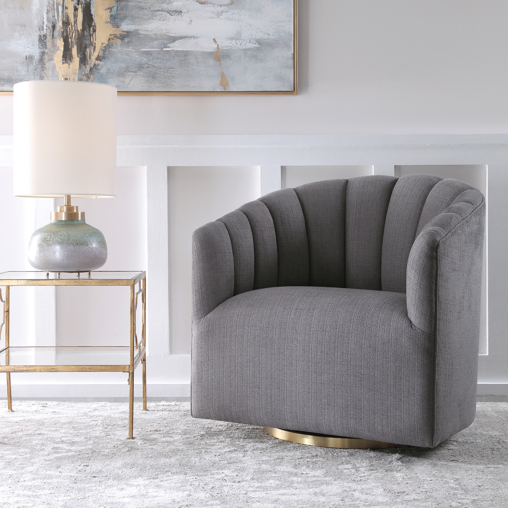Cuthbert Modern Swivel Chair, Charcoal - Image 6