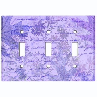 Metal Light Switch Plate Outlet Cover (Purple Leaf Letter Writing  - Triple Toggle) - Image 0