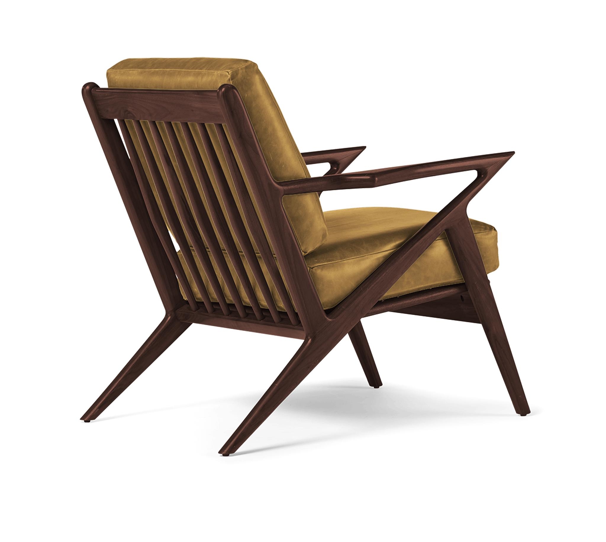 Brown Soto Mid Century Modern Leather Chair - Colonade Sycamore - Walnut - Image 3