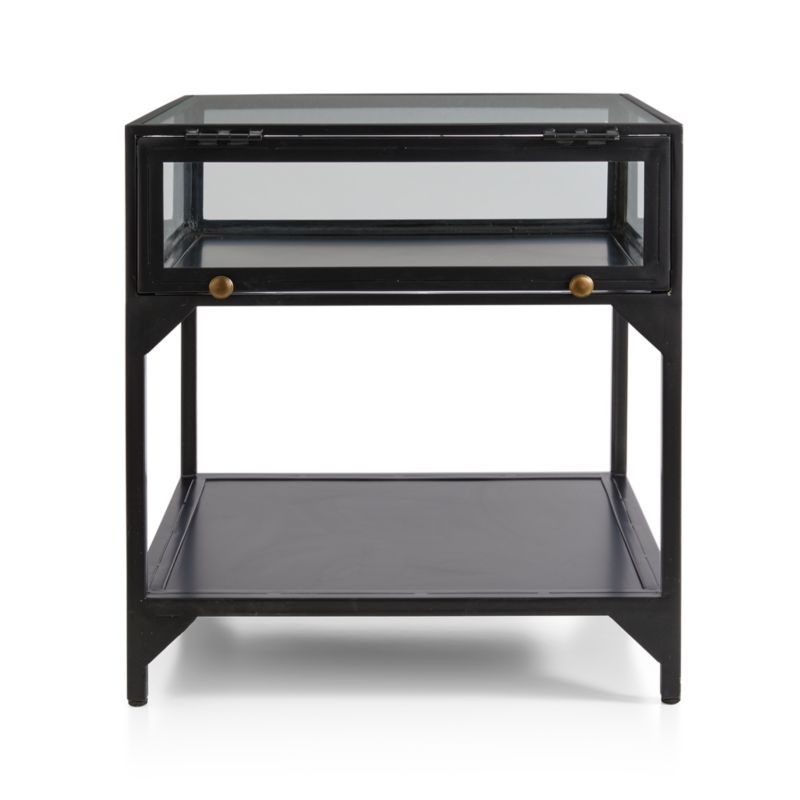 Ventana Black Glass Display End Table with Shelf - Image 3