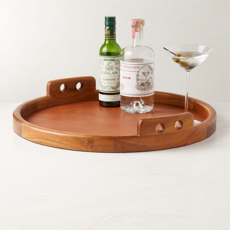 Fallon Round Leather Tray - Image 1