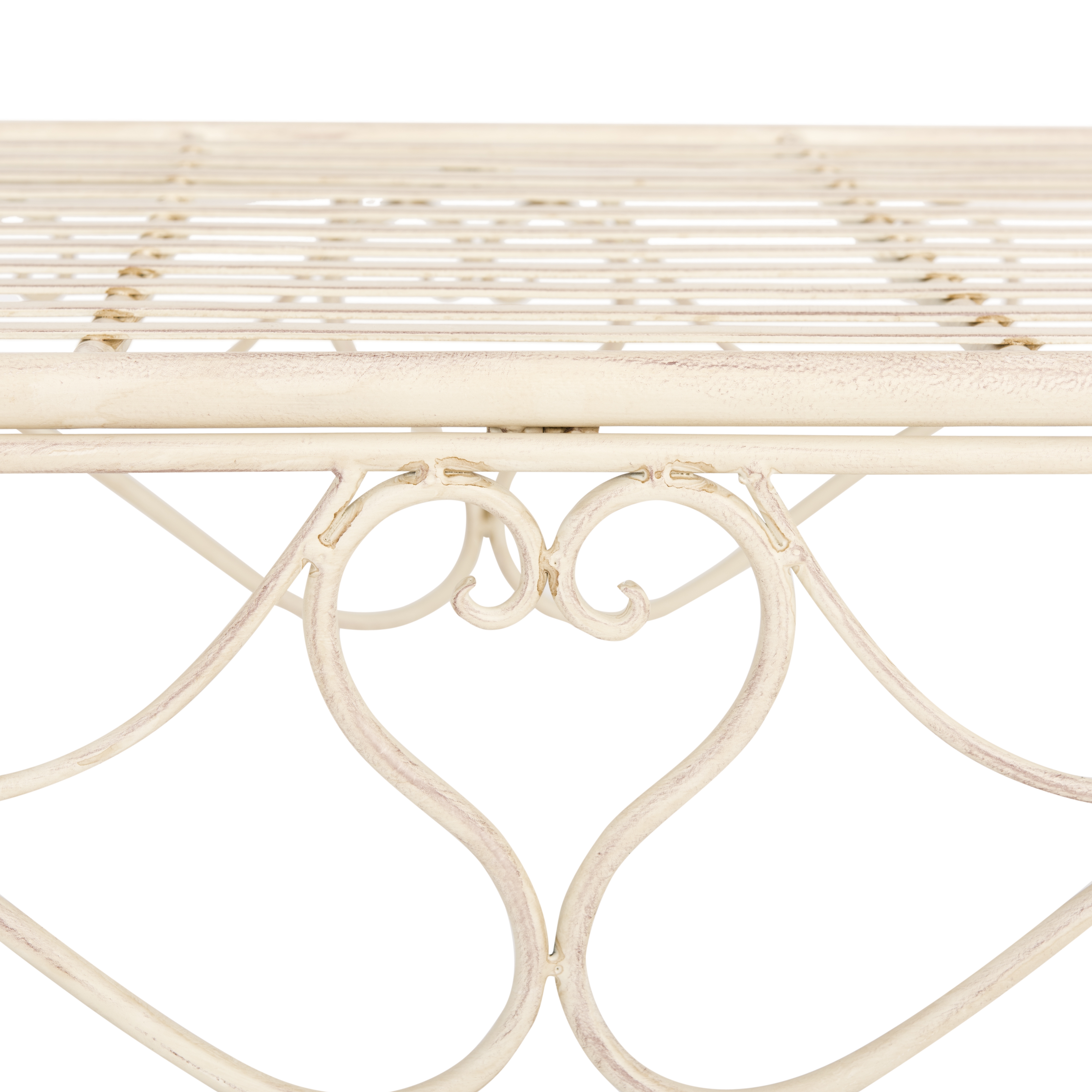 Adina Wrought Iron 51.25-Inch W Outdoor Garden Bench - Antique White - Safavieh - Image 3