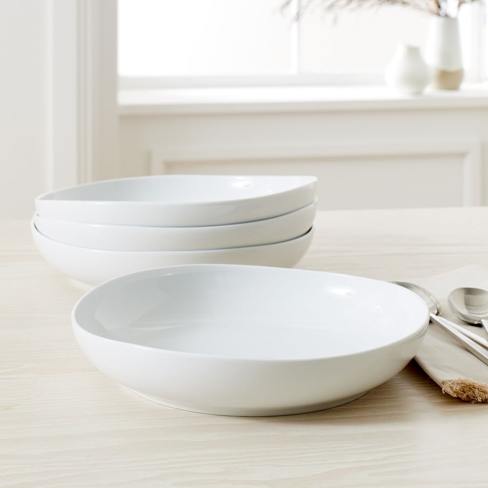 Organic Shaped Dinner Bowls, Set of 4, White - Image 0