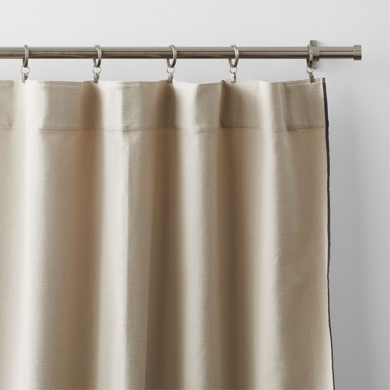 Warm Beige Merrow Stitch Organic Cotton Blackout Window Curtain Panel 52"x108" - Image 2