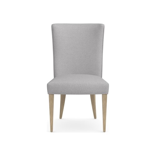 Trevor Side Chair, Standard Cushion, Perennials Performance Canvas, Fog, Heritage Grey Leg - Image 0