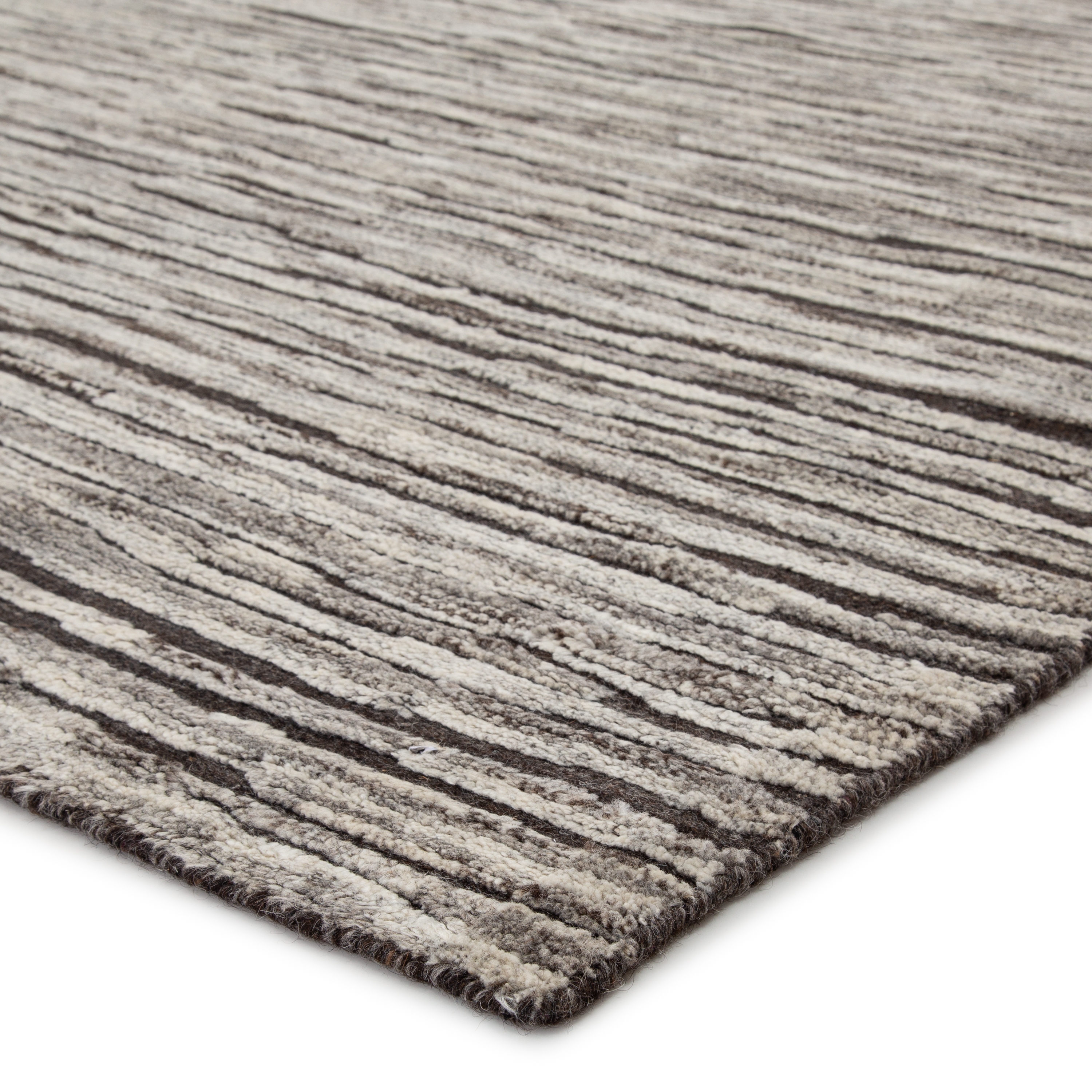 Ramsay REI13 Handknotted Stripes Dark Gray and Ivory Area Rug (8'x10') - Image 1