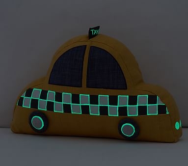 Glow In The Dark Taxi Pillow, Shaped, Multi - Image 1