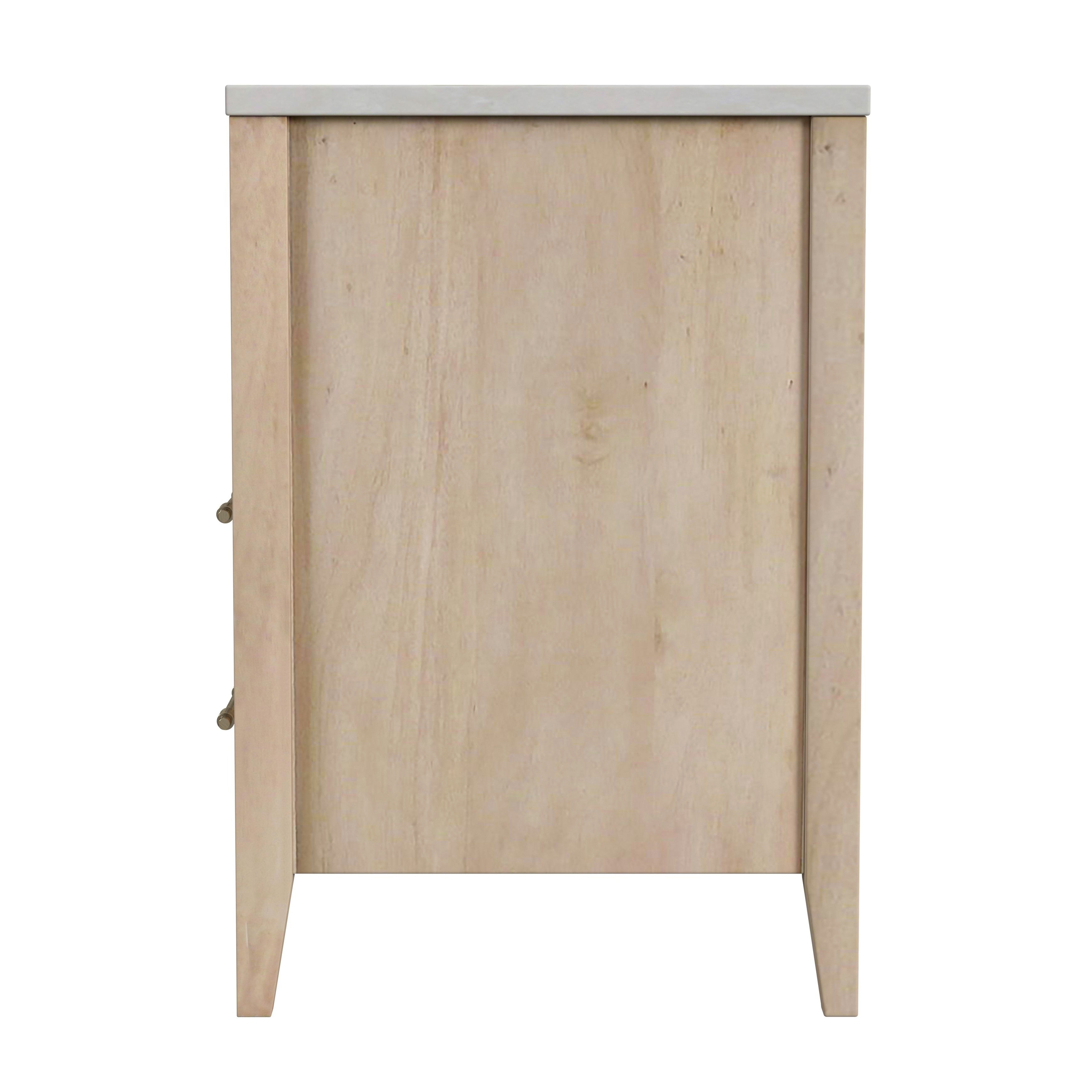 Averly White/Light Beige Marble Nightstand - Image 3