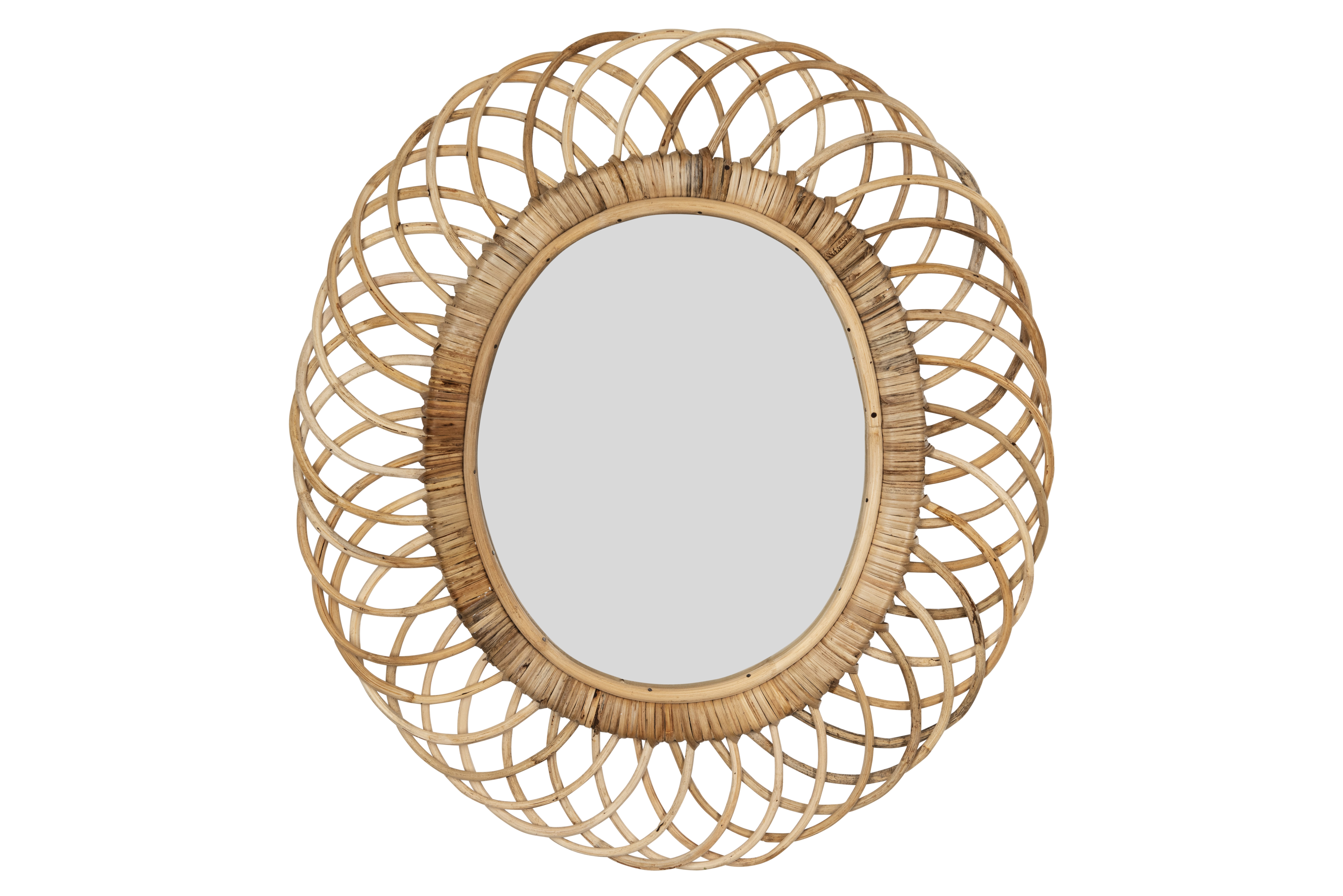 Oval Woven Bamboo Wall Mirror - Image 0