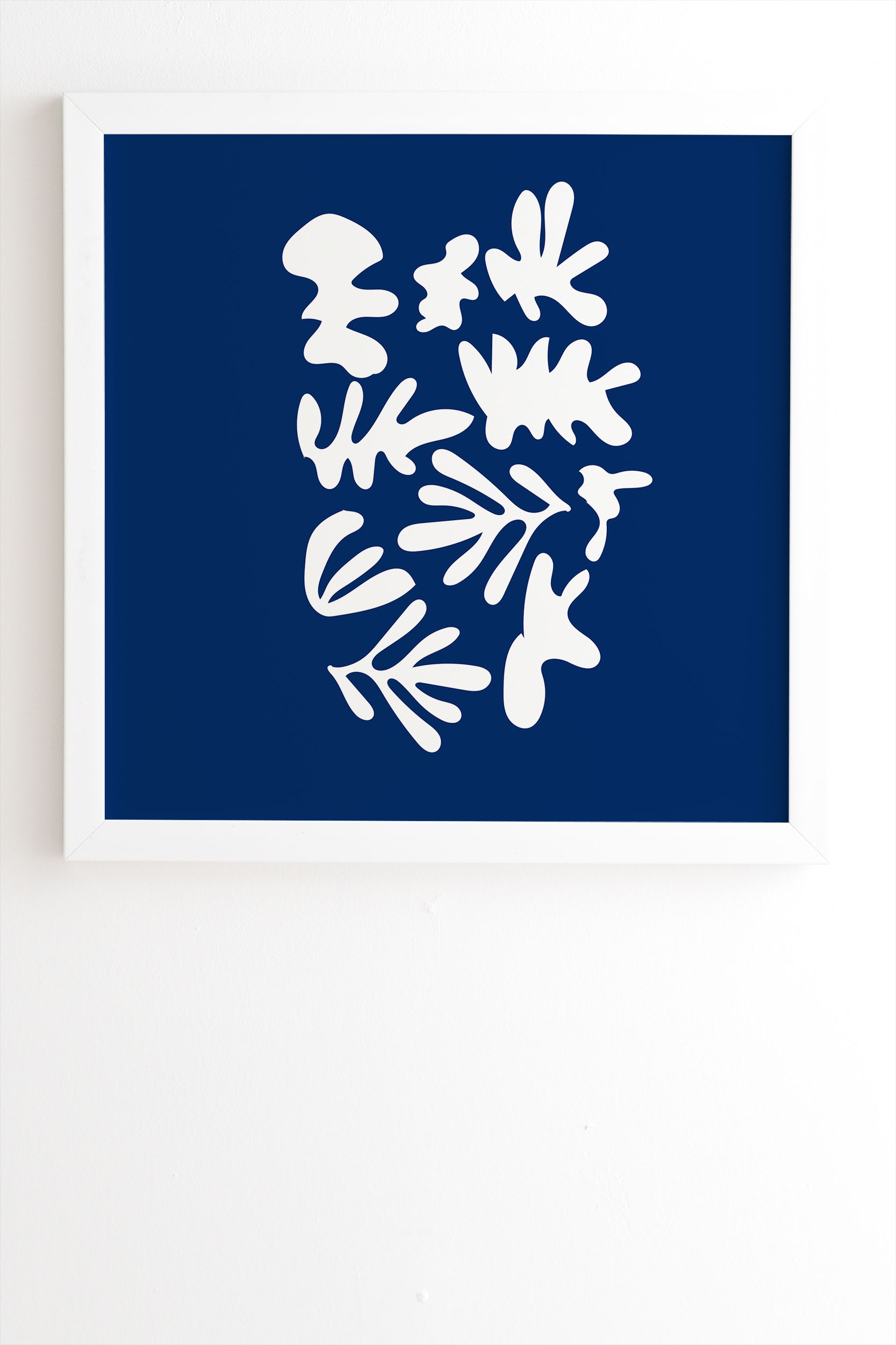 Blue Cut Out by Mambo Art Studio - Framed Wall Art Basic White 11" x 13" - Image 1