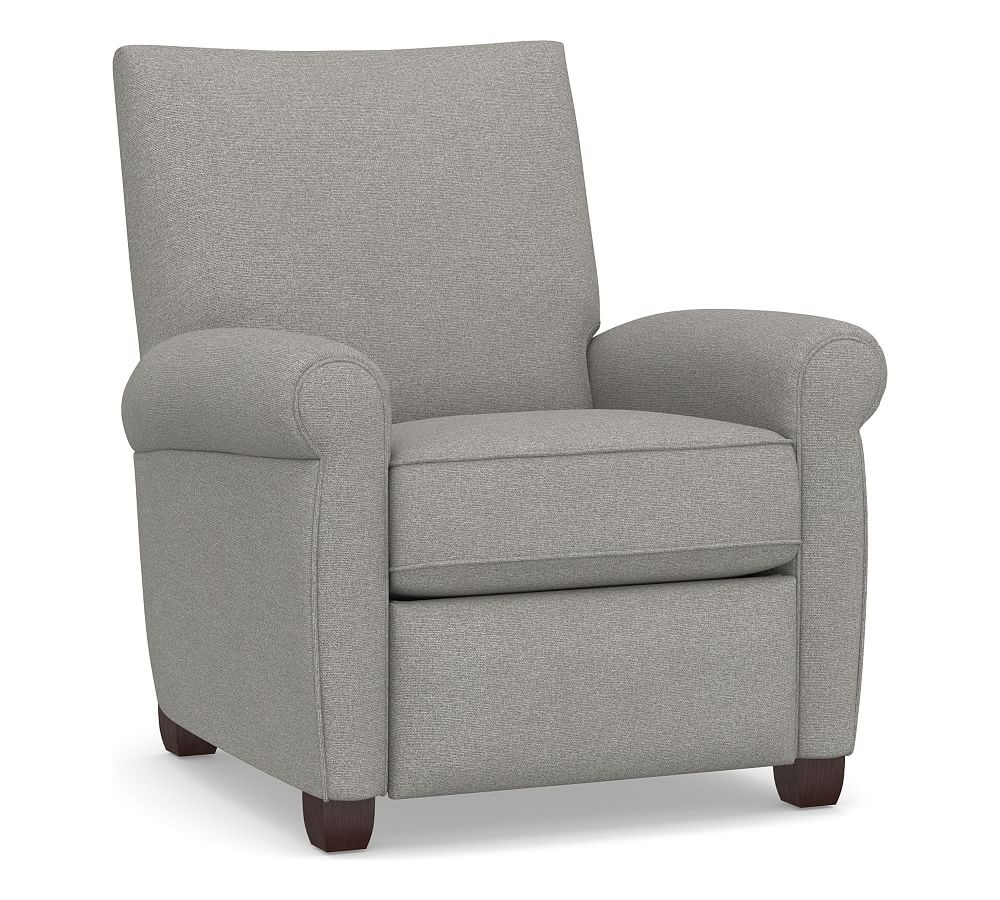 Grayson Roll Arm Upholstered Recliner, Polyester Wrapped Cushions, Performance Heathered Basketweave Platinum - Image 0