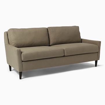 Everett 60" Loveseat, Poly, Performance Washed Canvas, Natural, Chocolate - Image 1