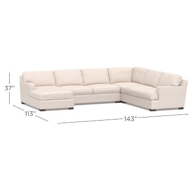 Townsend Square Arm Upholstered Left Arm 4-Piece Chaise Sectional, Polyester Wrapped Cushions, Performance Boucle Oatmeal - Image 2