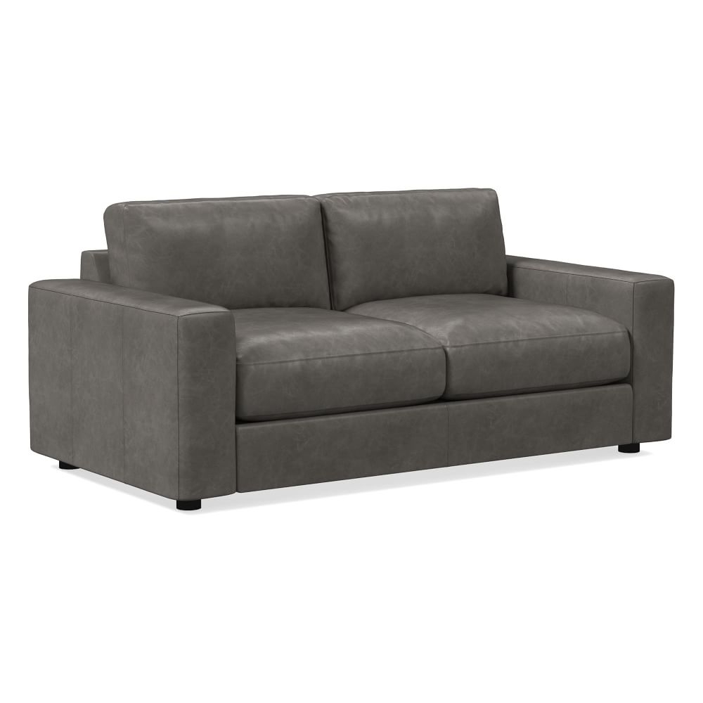 Urban 73" Sofa, Poly Fill, Ludlow Leather, Gray Smoke - Image 0