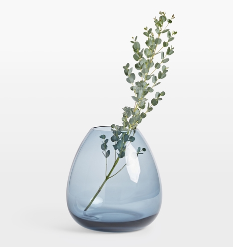 Audrey Medium Wide Mouth Blue Glass Vase - Image 1