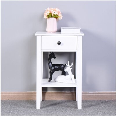 White Bathroom Floor-Standing Storage Table With Drawer - Image 0