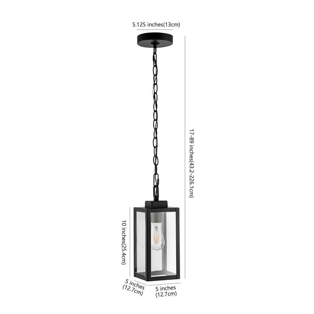 Clemens 5" Outdoor Pendant - Black - Safavieh - Image 4