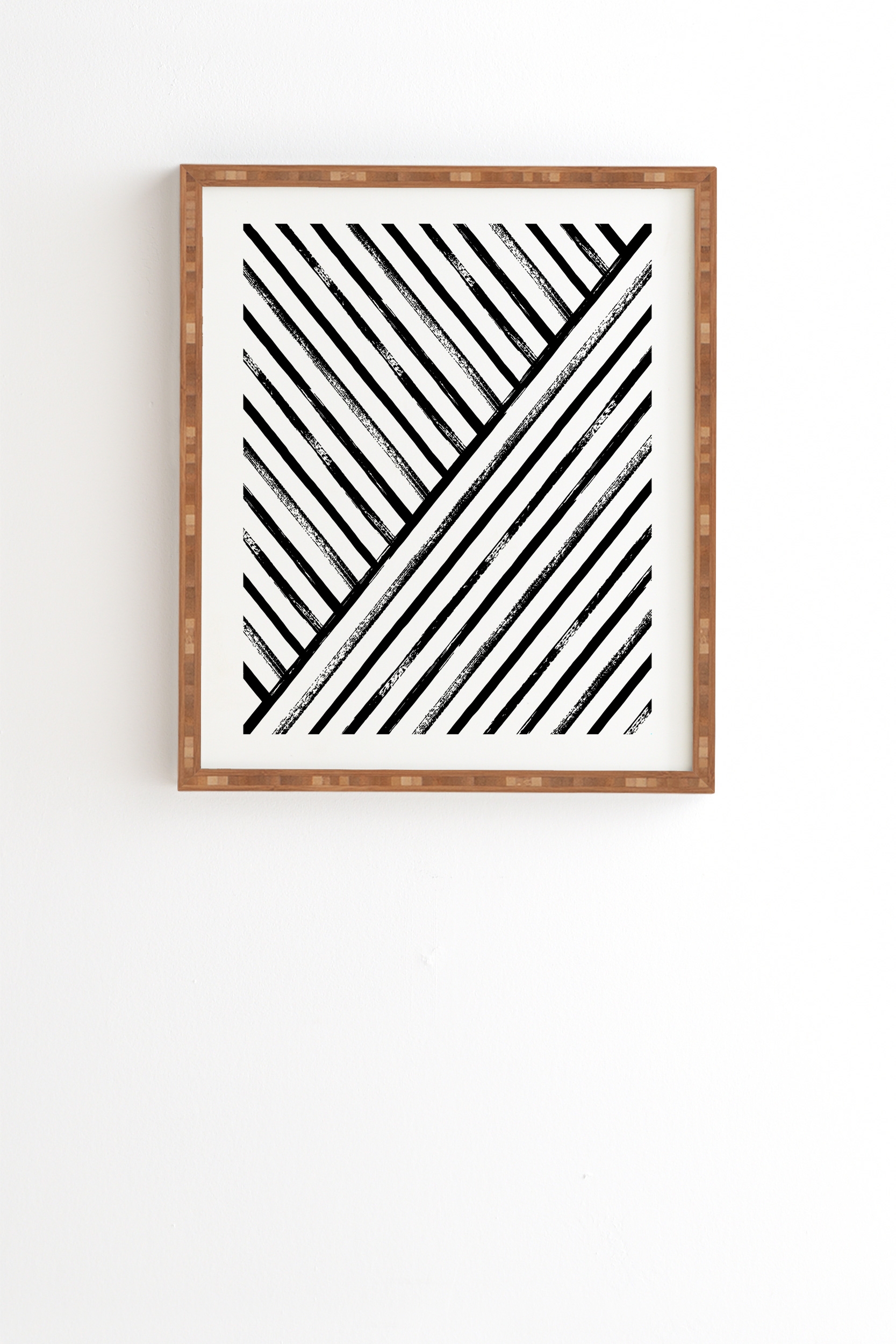 Geometric Stripe Pattern by Kelly Haines - Framed Wall Art Bamboo 19" x 22.4" - Image 0