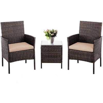 Drayton Outdoor 3-Piece Rattan Seating Group with Cushions - Image 0