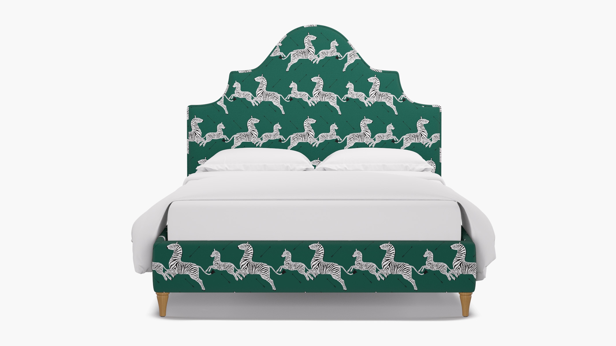 Statement Bed, Emerald Zebra, Natural Decorative Tapered Leg, King - Image 0