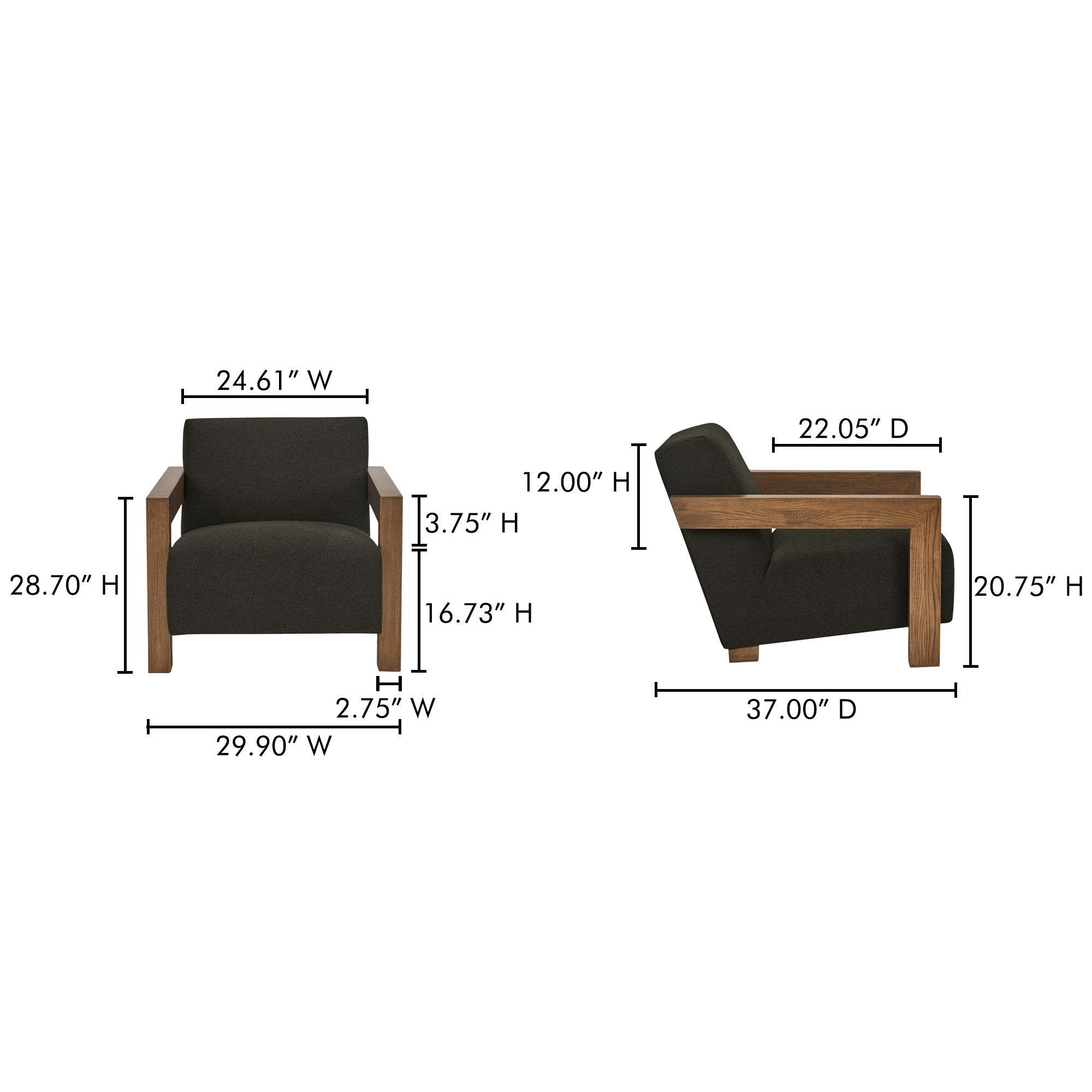 Garnet Lounge Chair Olive Wool Blend - Image 9