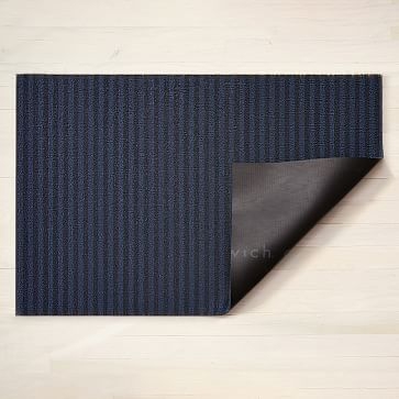 Chilewich Breton Stripe Shag Floormat, 18x28, Blueberry - Image 1