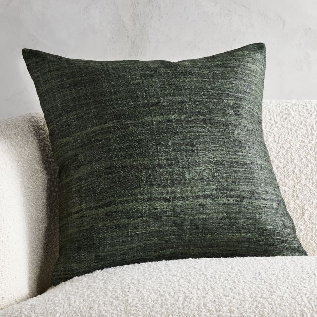 Raj Green Silk Throw Pillow with Down-Alternative Insert 20" - Image 2