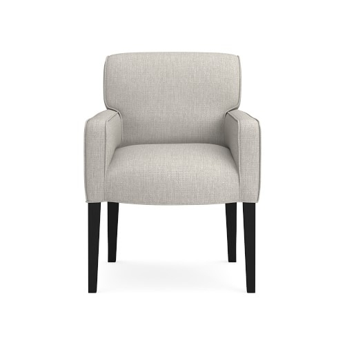 Fitzgerald Dining Armchair, Standard Cushion, Perennials Performance Melange Weave, Oyster, Ebony Leg - Image 0