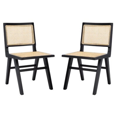 Gillian Solid Wood Parsons Chair (Set of 2), Black/Natural, - Image 0