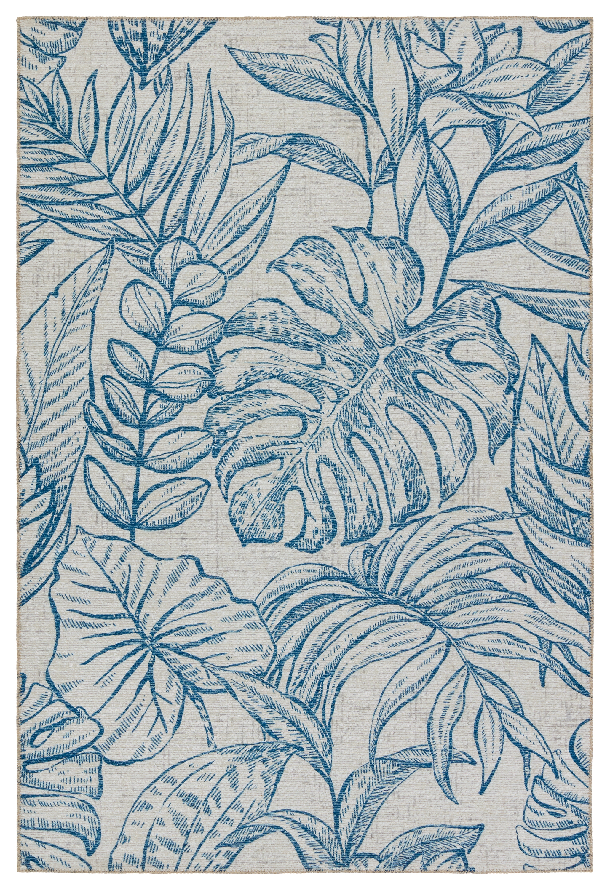 Vibe by Tropic Indoor/Outdoor Floral Navy/ Taupe Area Rug (5'X8') - Image 0