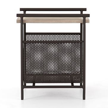 Teak and Aluminum End Table, Brown - Image 2