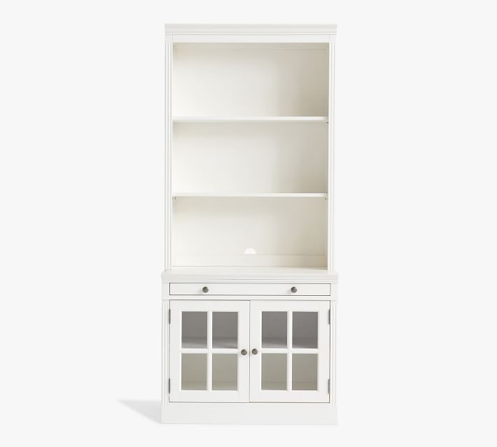 Livingston Bookcase with Glass Cabinets, Montauk White, 35"L x 81"H - Image 2