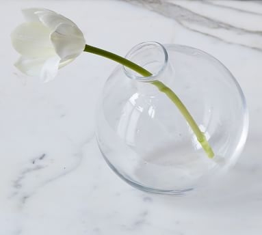 Recycled Glass Sphere Bud Vase, Clear - 5" x 5" x 5" - Image 1