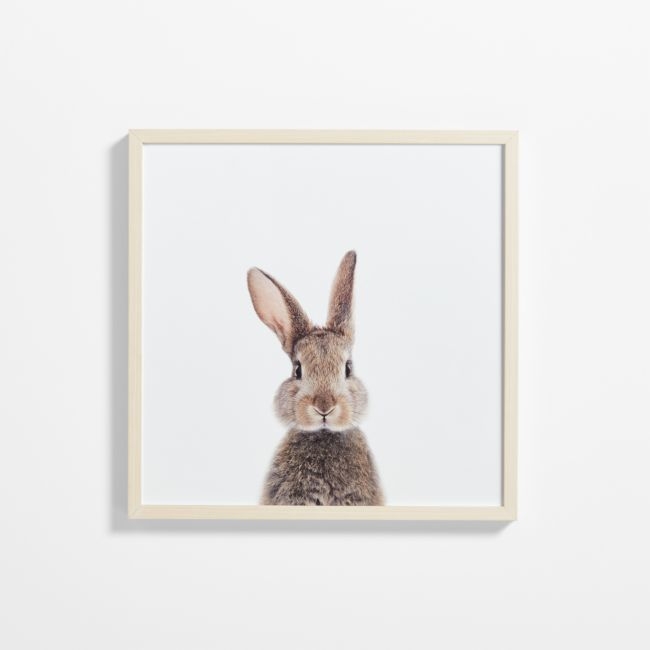 Baby Bunny Maple Wood Framed Wall Art Print - Image 0