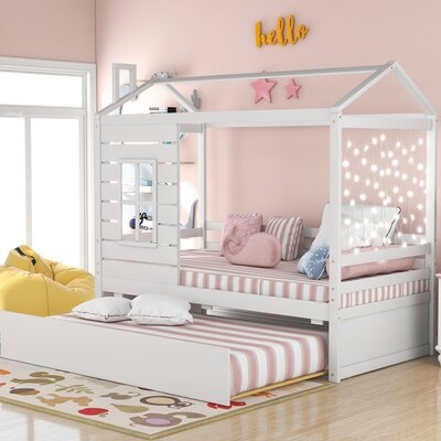 Twin Solid Wood Canopy Bed With Drawers - Image 0