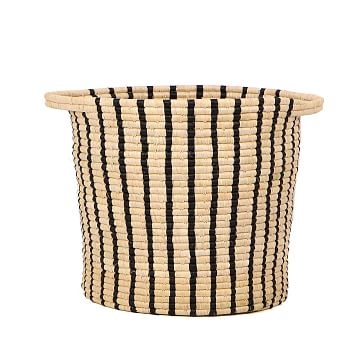 Striped Floor Basket, Black and Natural - Image 0