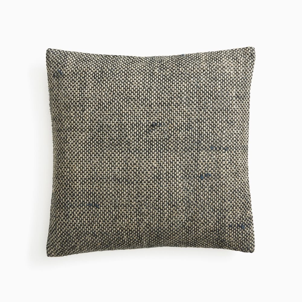 Two Tone Chunky Linen Pillow Cover, 20"x20", Black - Image 0