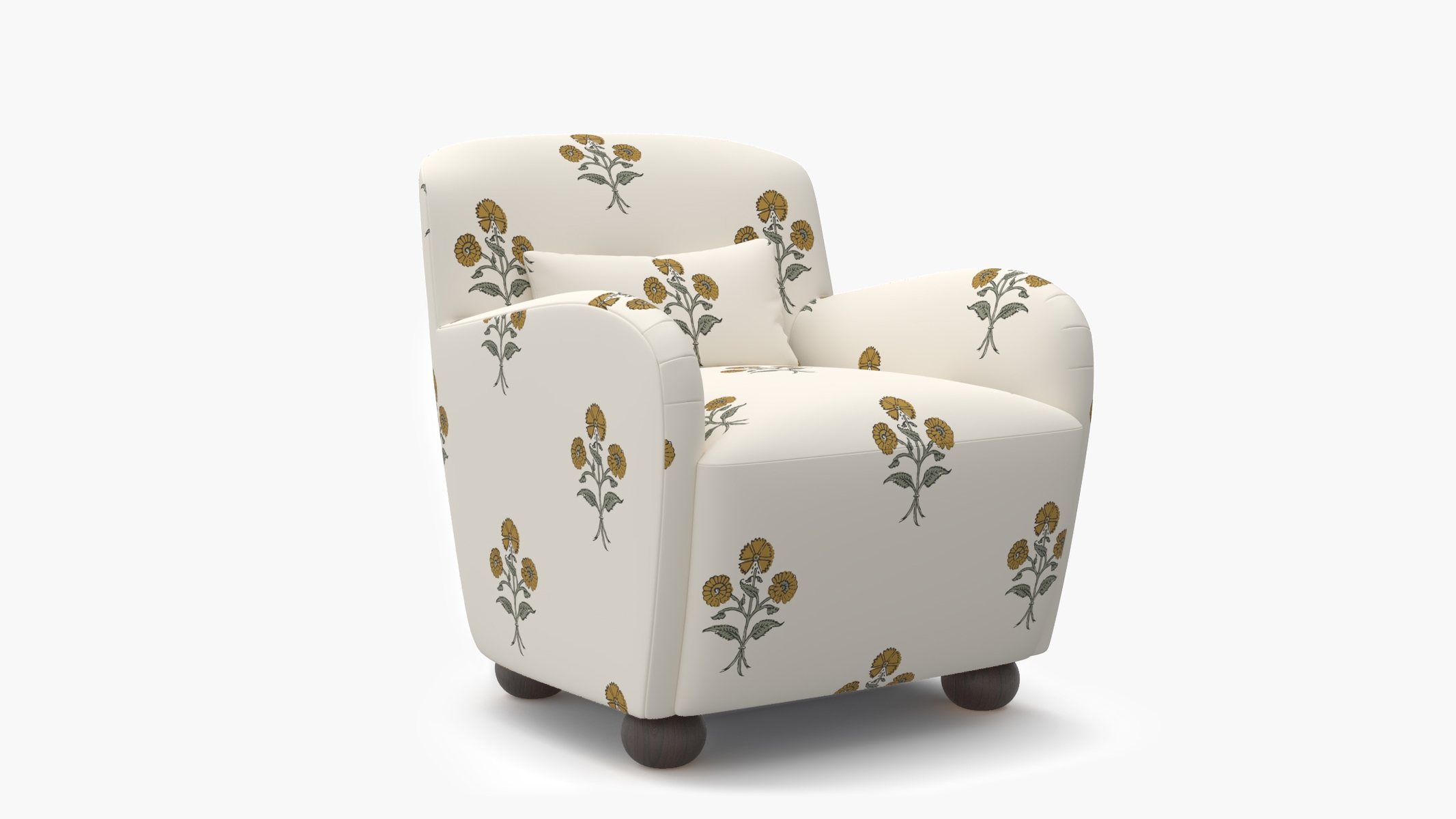 Club Chair, Marigold Delphine, Espresso Bun Foot - Image 1